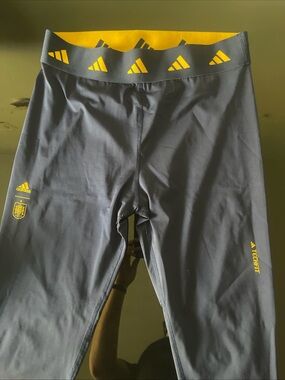 adidas Men’s Black Swim Tights with Yellow Logo Accents